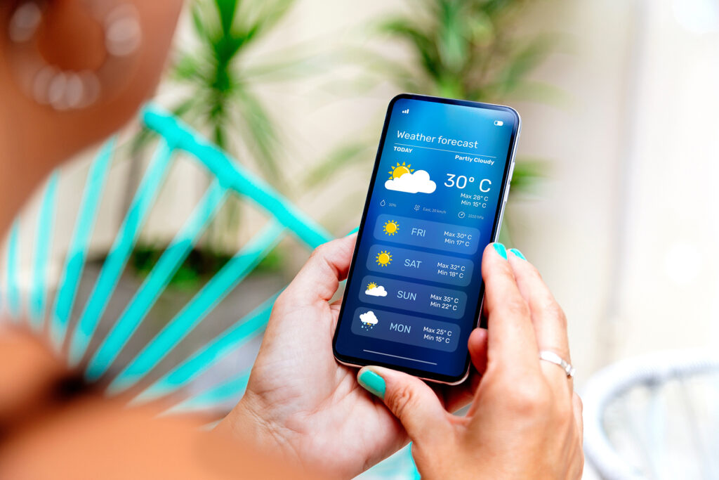 Person checking weather on their phone